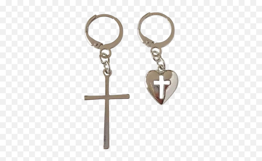 Heart And Cross Earrings Png In 2020 - Christian Cross,Grunge Cross Png