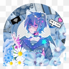 Blue Icons Anime Sticker By Krystalthegachafan - Blossom Aesthetic Anime Stickers Png,Blue Flower Icon