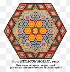 Detail From Hexagon Mosaic 1940 How Many Hexagons Can You - png