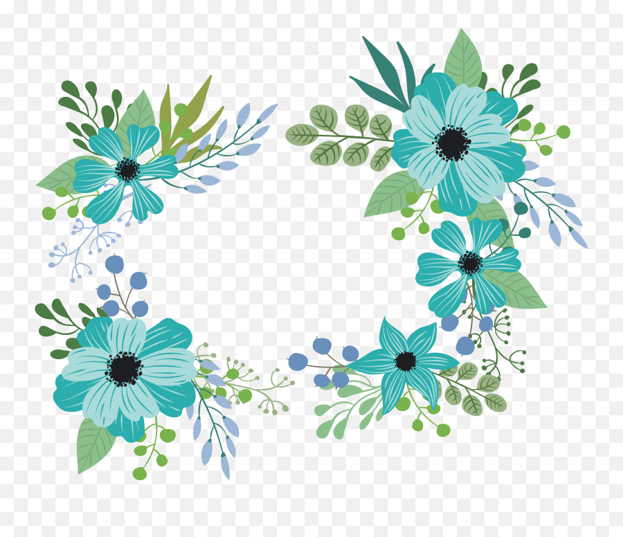 Romantic - Blue And Green Flower Png,Green Flower Png