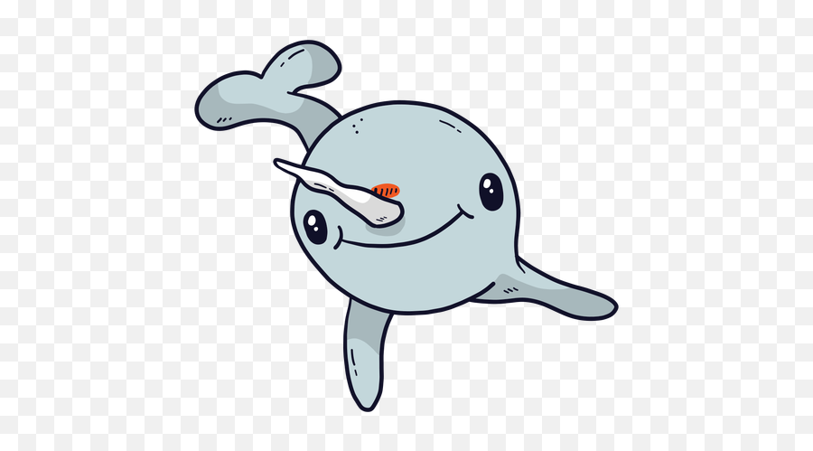 Cute Narwhal Flipper Tusk Tail Smile - Transparent Cute Cartoon Narwhal Png,Narwhal Png
