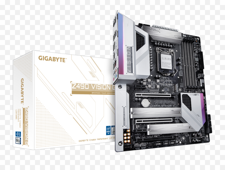 Best Cheap Z490 Motherboards For 10th Gen Intel Cpus - Aorus Z490 Vision G Png,Motherboard Png