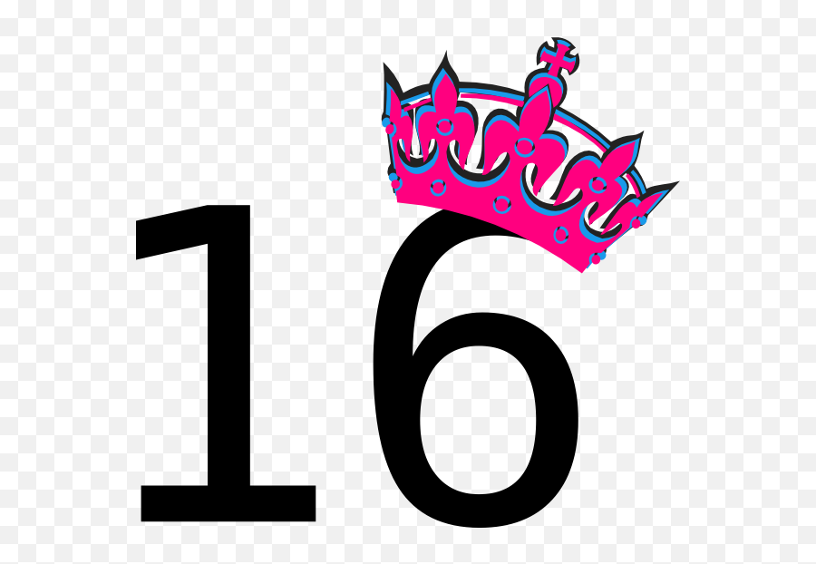 Pink Tilted Tiara And Number 16 Clip - Number 40 With Crown Png,16 Png