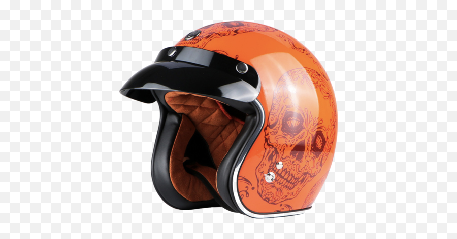 Dot Certified Retro Motorcycle Helmets - Scooter Helmet Orange Png,Icon Skeleton Skull Motorcycle Helmet