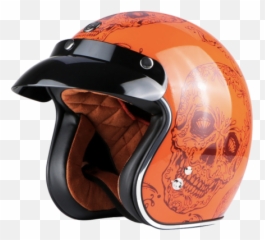 Dot Certified Retro Motorcycle Helmets - Scooter Helmet Orange Png,Icon Skeleton Skull Motorcycle Helmet