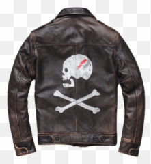 Skull Leather Jacket - Long Sleeve png
