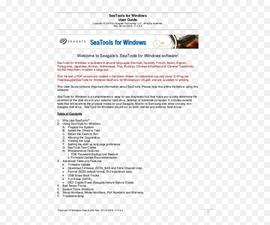 Seatools For Windows User Guide - Document Png,Maxtor Hard Drive Icon