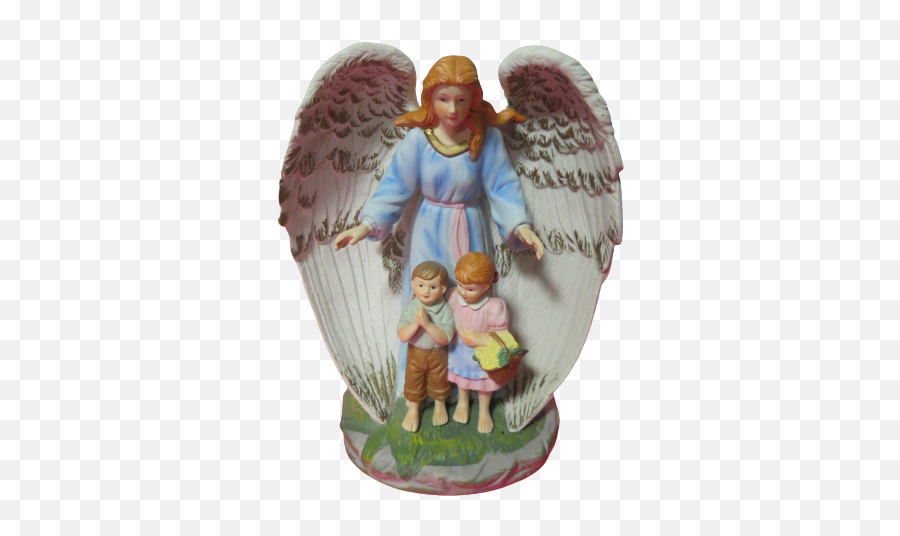 Large Ceramic Guardian Angel Figurine - Angel Png,Icon Of Guardian Angel