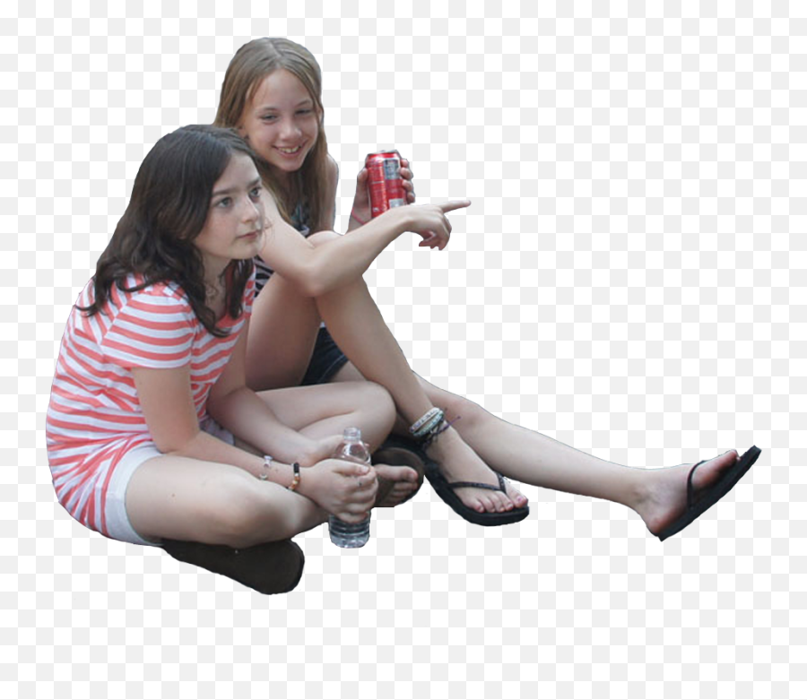 Download Young Girls Sitting - Sitting On Ground Human Png,Ground Png
