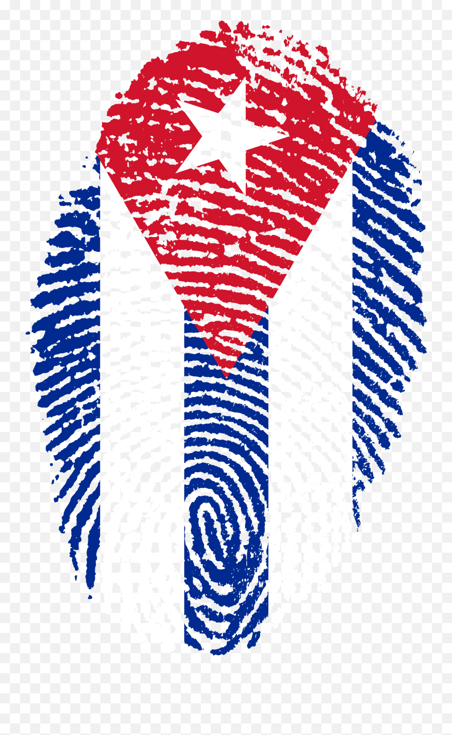 Clipart Of The Cuba Flag In Shape Fingerprint - Puerto Rico Flag Fingerprint Png,Thumbprint Png