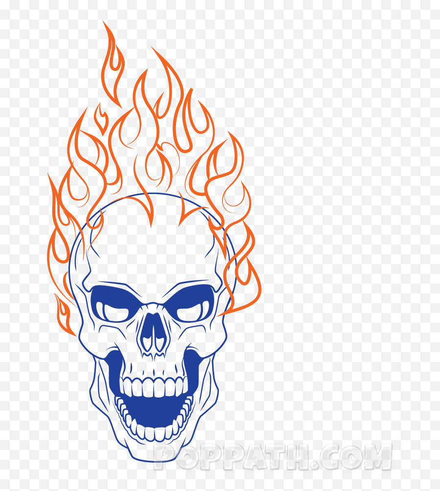 How To Draw A Flaming Skull U2013 Pop Path - Draw Flames On A Skull Png,Skull Emoji Transparent