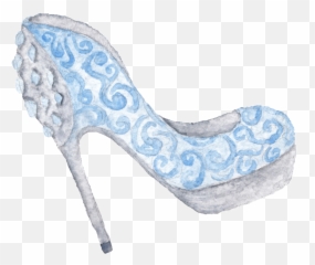Download Blue Hand Drawn High Heel Cartoon Snow Transparent - High Heels Watercolor Transparent Png,Snow Transparent