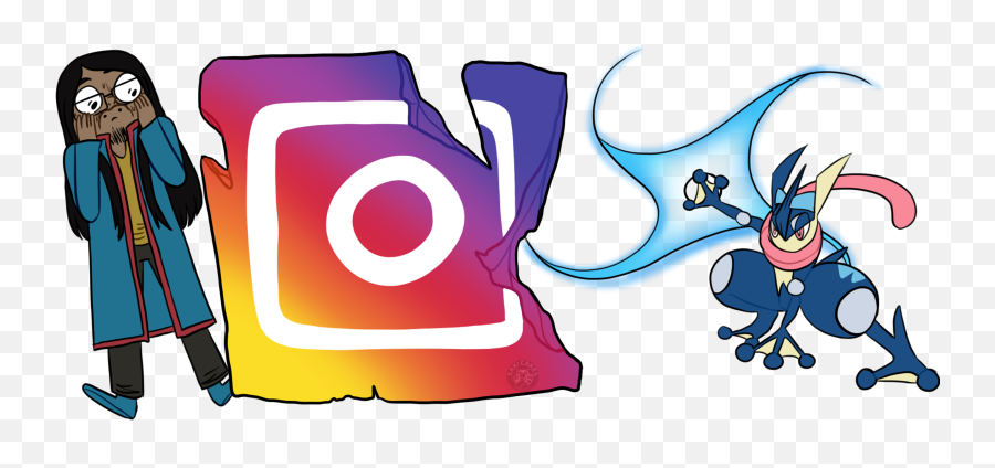 The Instagram Icon Being Distroyed By Greninja While Png Instragram