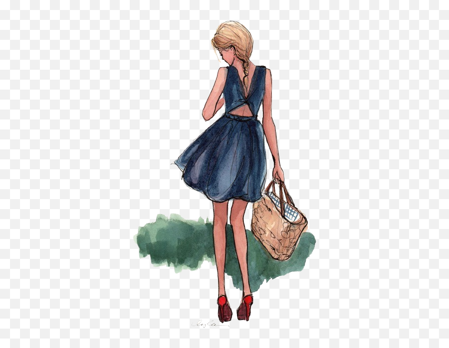 Draw Girl Style Vintage - Image 599093 On Favimcom Denim Dress Illustration Png,Girl Drawing Png