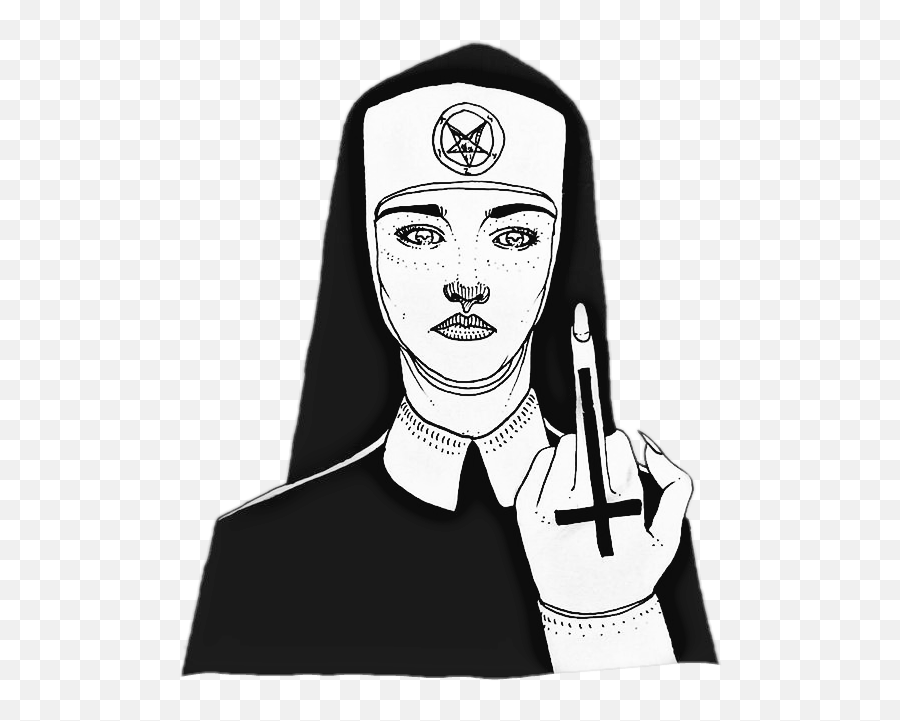 Fuckyou Middlefinger Nun Satan Clipart - Full Size Clipart Satanic Art Png,Satan Transparent