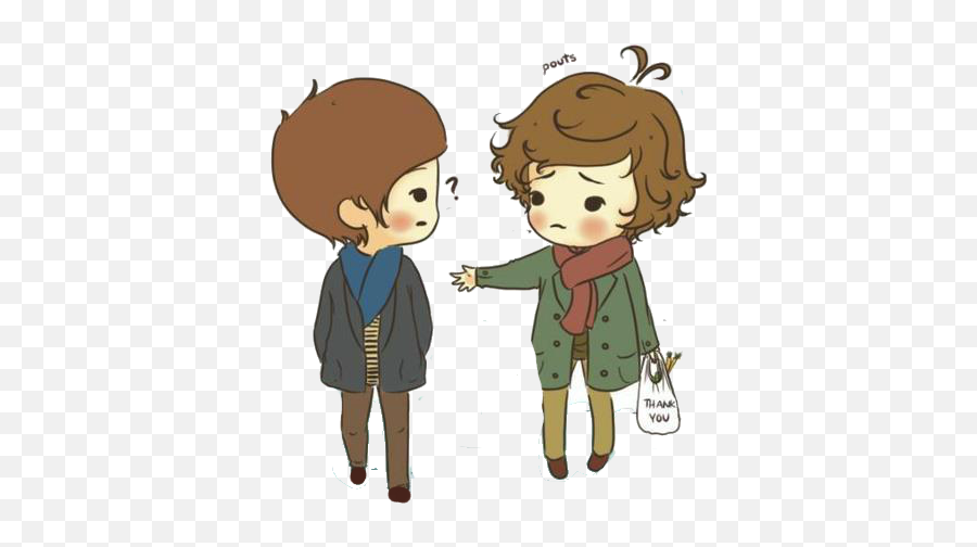 Chibi Harry And Louis - Larry One Direction Caricatura One Direction Harry Cartoon Png,One Direction Png
