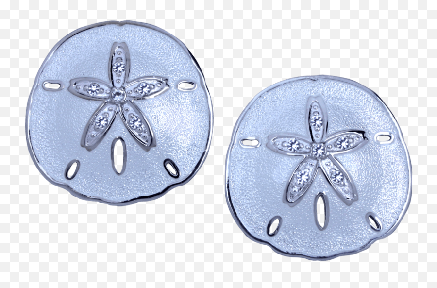 Sand Dollar Earrings With White Enamel - Sand Dollar Png,Sand Dollar Png