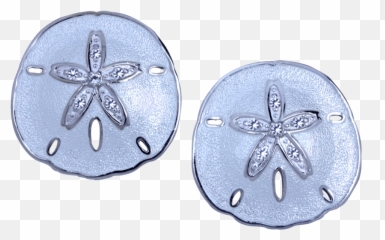 Sand Dollar Earrings With White Enamel - png