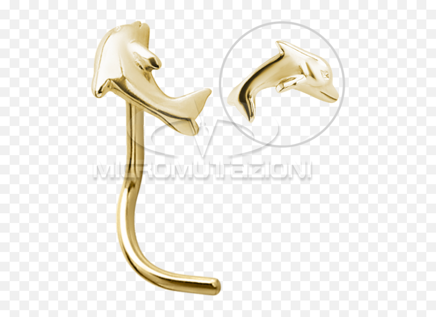 18k Gold Dolphin Nose Stud 08 Png Piercing