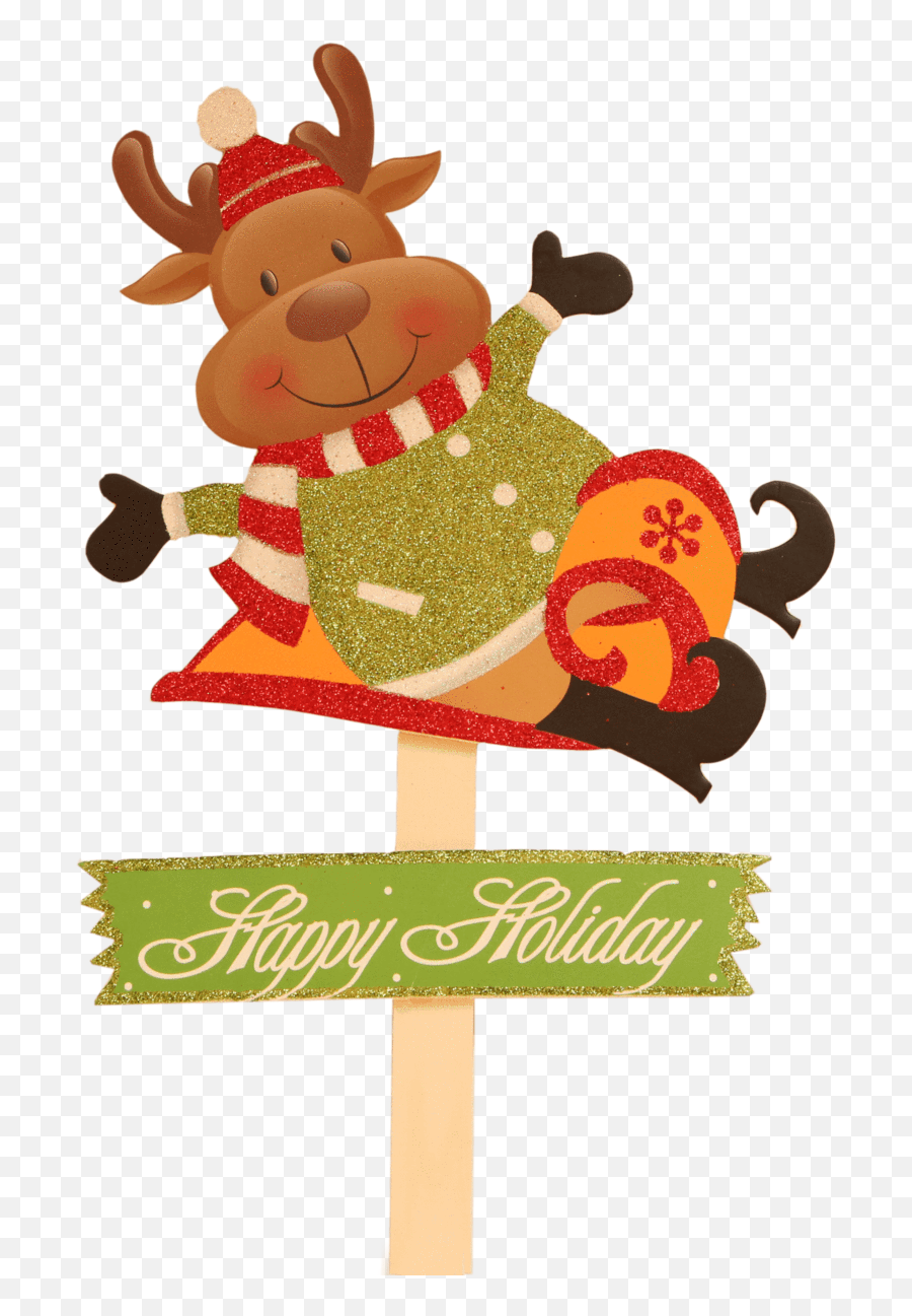 Christmas Reindeer With Sled Happy Holiday Pick - Happy Png,Christmas Reindeer Png