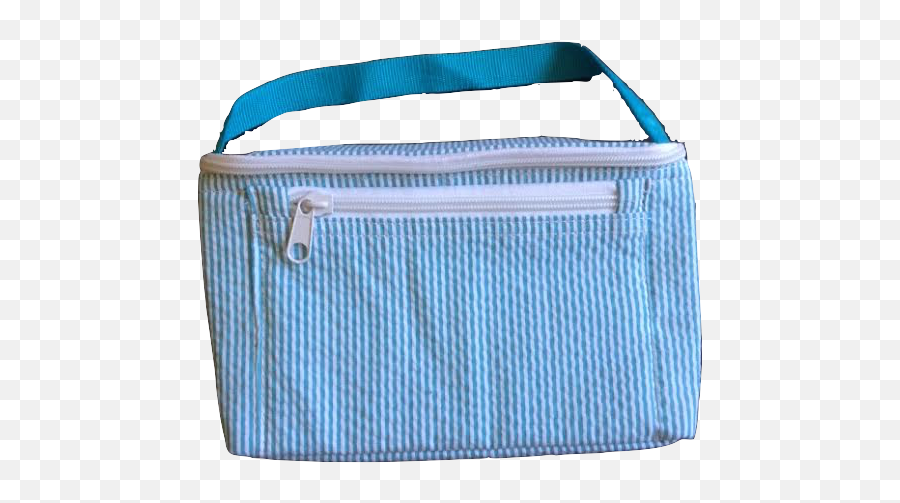 Aqua Seersucker Insulated Lunch Box Png