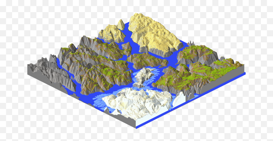 Dance Of Colors - 2k Custom Terrain Minecraft Map Glaciokarst Png,Mountain Range Map Icon