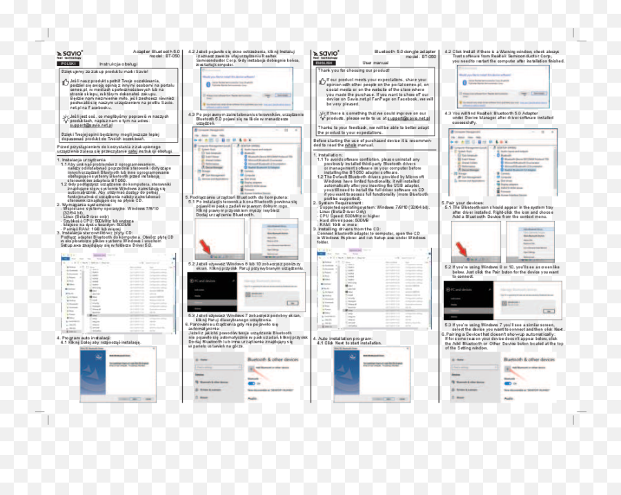 Savio Bt - 050 50 Usb Dongle Adapter User Manual Manuals Document Png,Bt Sport Desktop Icon