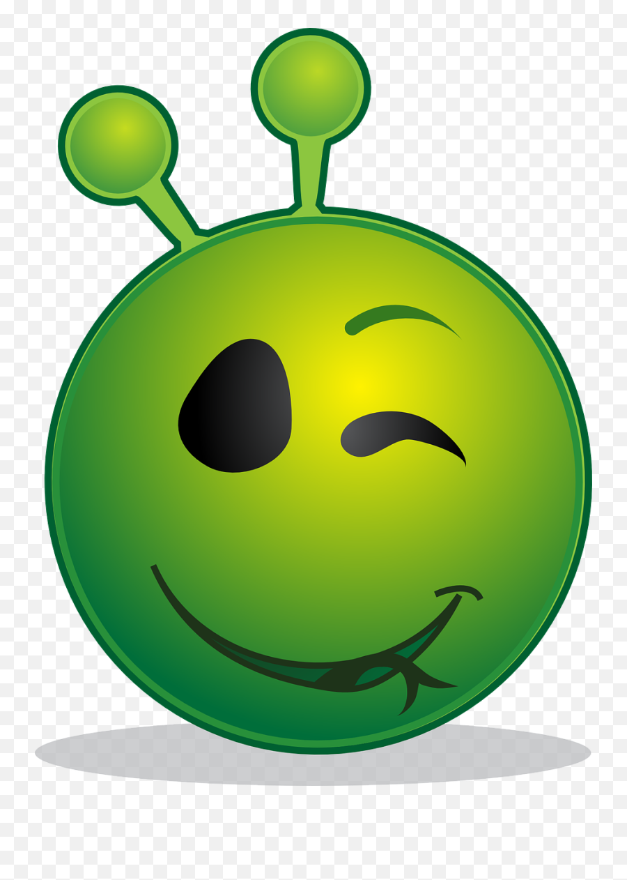 Alien Smiley Wink - Free Vector Graphic On Pixabay Green Winking Smiley Face Png,Wink Png