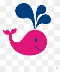 Png Cute Pink And Navy Whale Clip Art - Pink Baby Whale Clipart,Whale Clipart Png