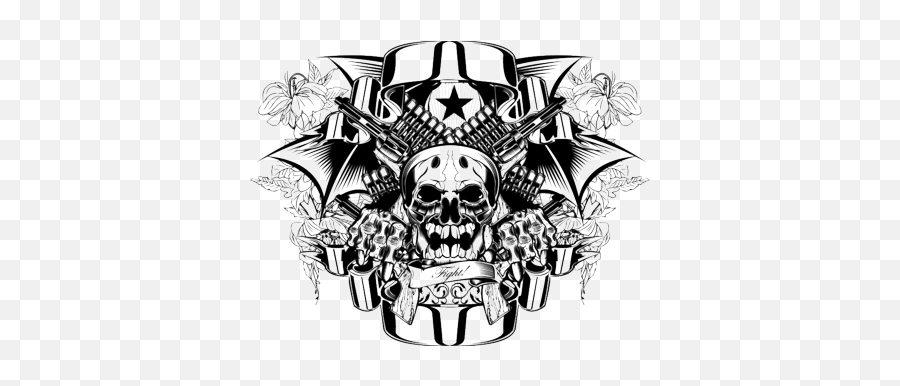 Skull With Banner Tattoo - Vetor Para Silk Screen Png,Chest Tattoo Png