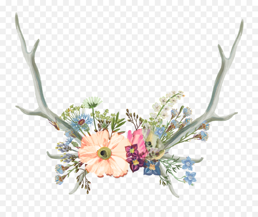 Aesthetic Flower Crown Png - Flower Crown With Antlers,Antler Png