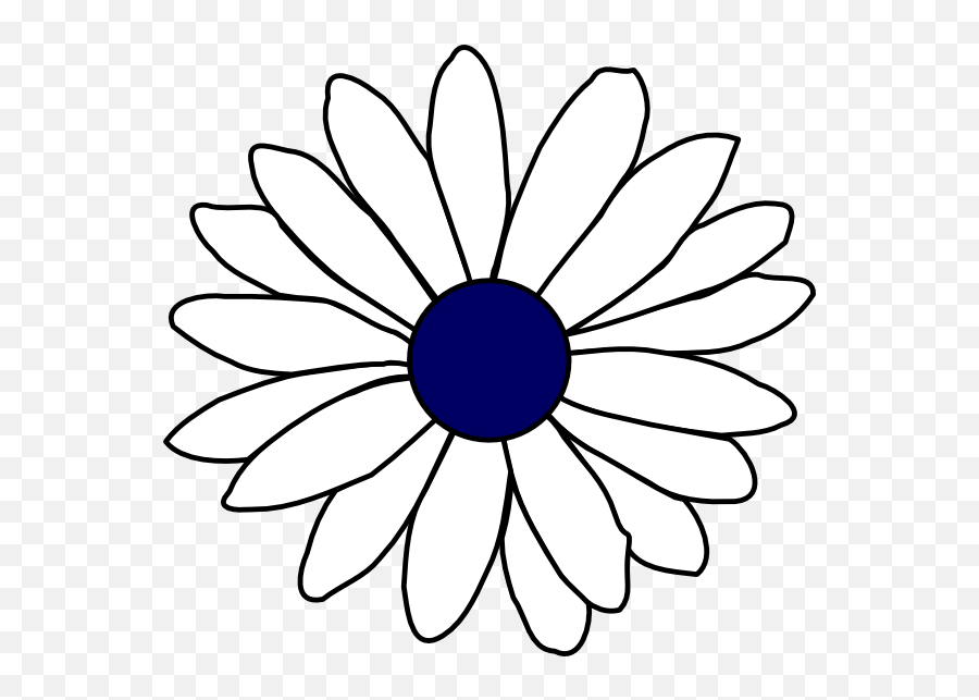 Daisy Flower Clipart Black And White - White Flower Outline Png,White Daisy Png
