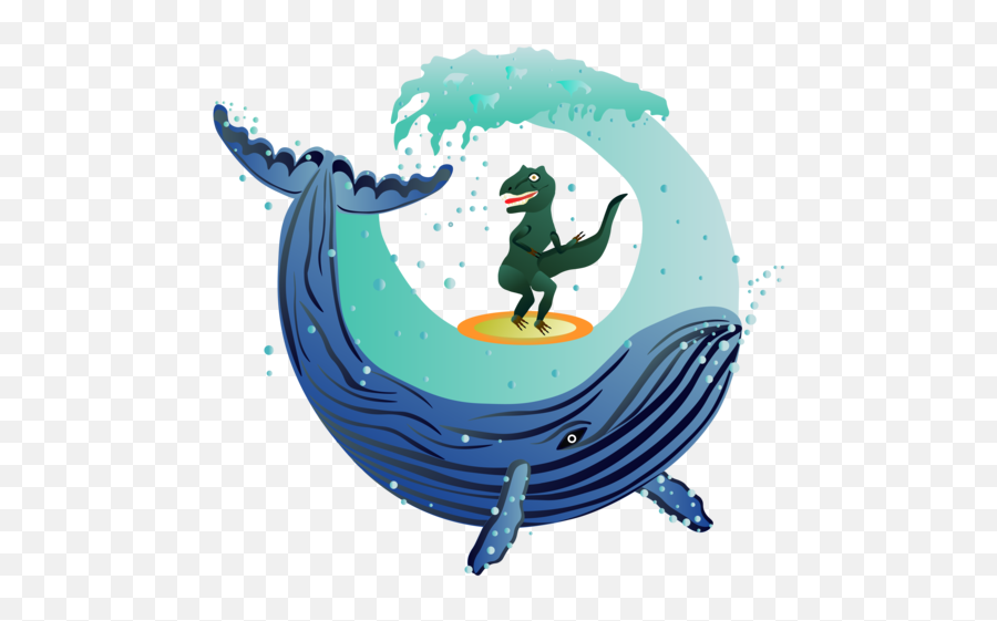 Dinosaur And Whale By Valeria - Mythical Creature Png,Dinosaur Logo