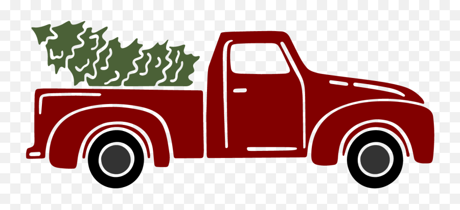 Red Truck With Christmas Tree Clip Art Png