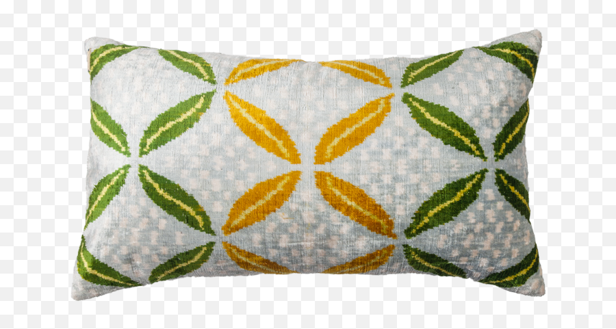 Vintage Silk Velvet Ikat Pillow - Decorative Png,Green And Yellow Flower Logo