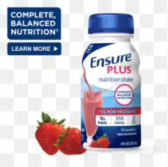 Ensure Plus Strawberry High Calorie Shakes For Weight Gain - png