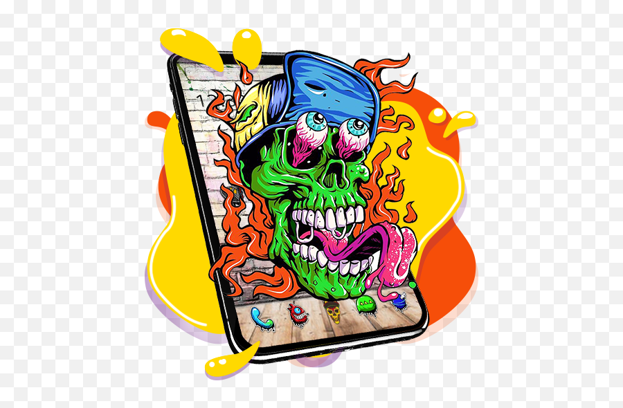 Updated Wicked Horror Graffiti Skull Theme Pc Android - Cartoon Zombie Hat Png,Horror Icon Wallpaper