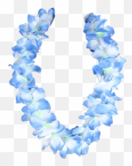 Blue Hawaiian Flower Necklace - Transparent Leis Png