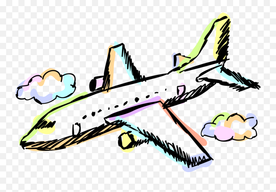 Airplane Clip Passenger Plane - Cartoon Airplane Landing Plane Landing Clipart Png,Cartoon Airplane Png