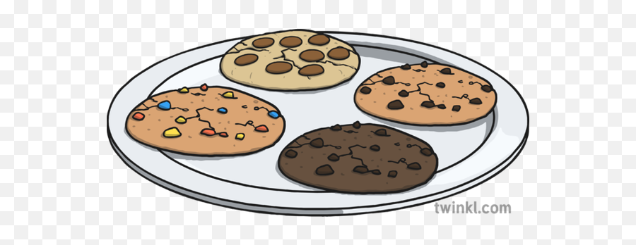 Plate With 4 Biscuits Illustration - Twinkl 4 Biscuits On A Plate Png,Biscuits Png