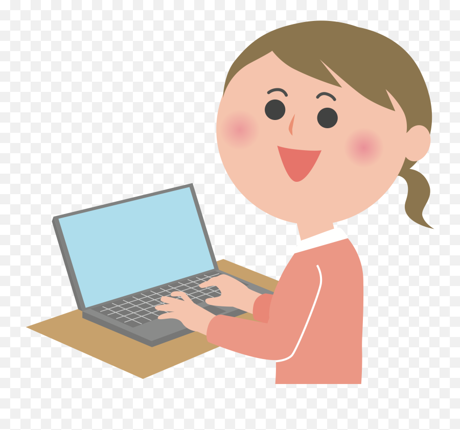 Female Clipart Computer - Girl On Computer Clipart Png,Computer Clipart Png