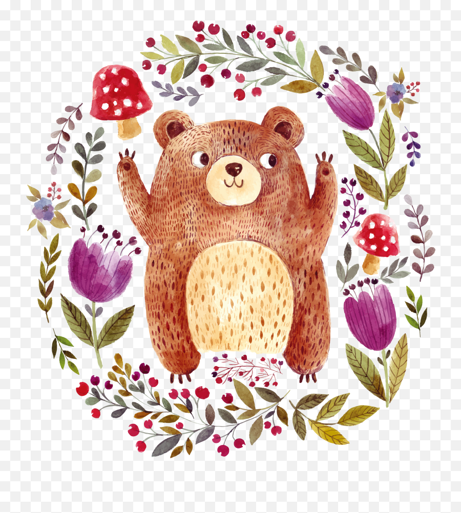 Download Brown Bear Drawing Illustration - Illustration Ours Animales Acuarela Png,Brown Bear Png