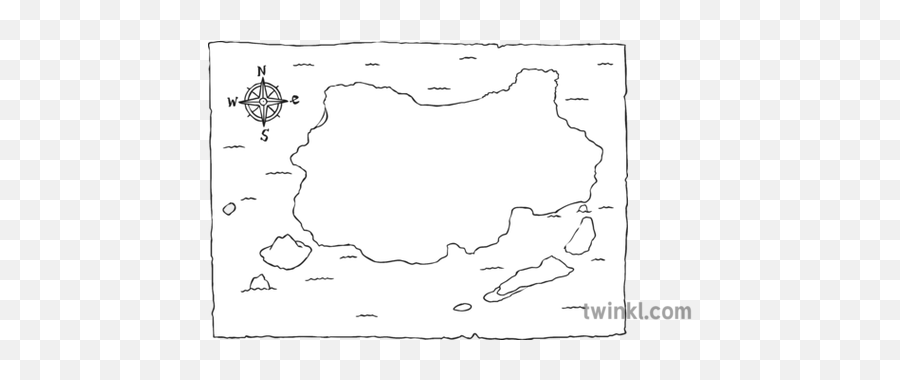 Blank Treasure Map Illustration - Treasure Map Black And White Png,Treasure Map Png