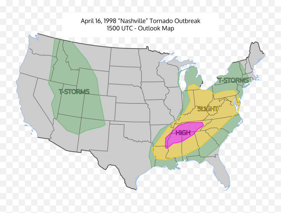 Fileapril 16 1998 Severe Weather Outlook Mappng - States Have The Most Electoral Votes,April Png