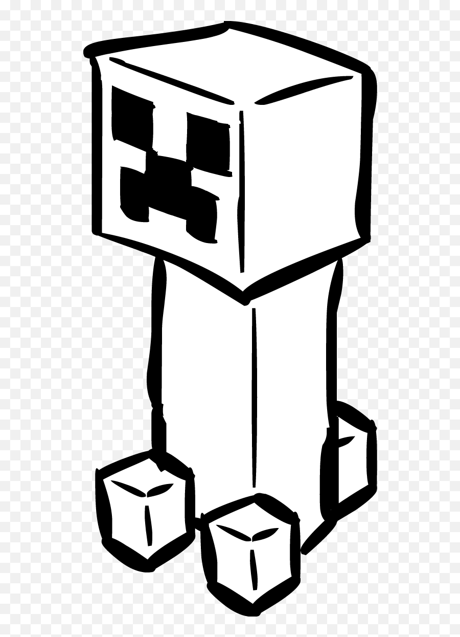 Black And White Minecraft - Minecraft Cartoon Creeper Full Minecraft Black And White Png,Creepers Png
