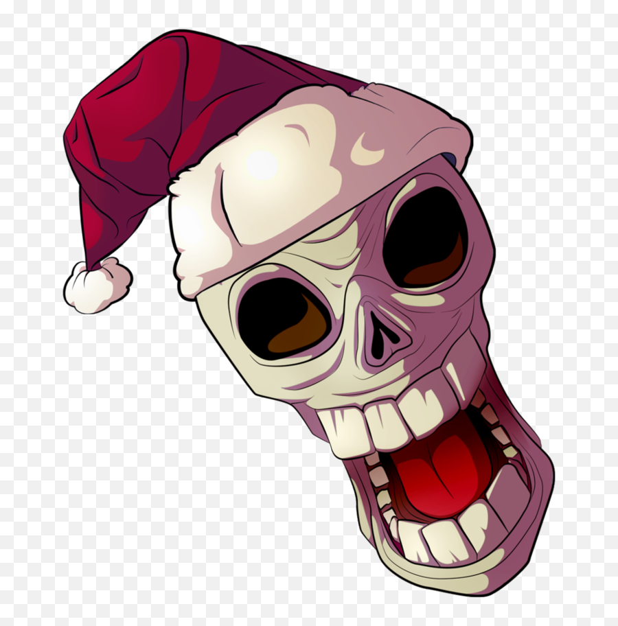 Cartoon Skull In A Santa Hat By Eballen - Christmas Skulls Png,Cartoon Santa Hat Transparent