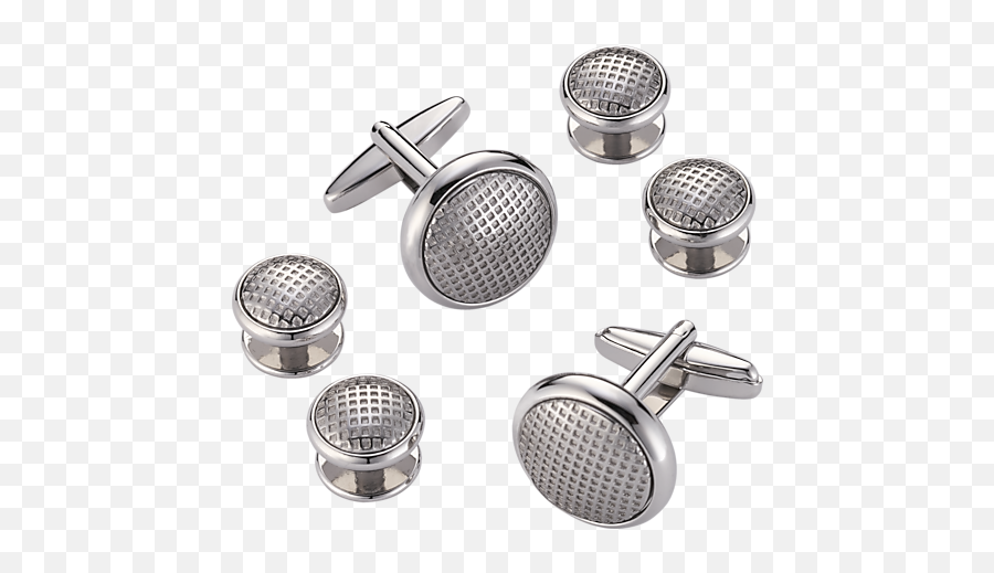 Pronto Uomo Cufflinks U0026 Studs Set Silver Grid - Mesh Png,Dunhill Icon Gold