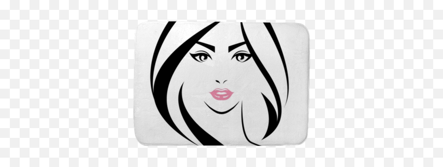 Bath Mat Women Long Hair Style Icon Logo Face - Icon Women Logo Png,Long Hair Icon