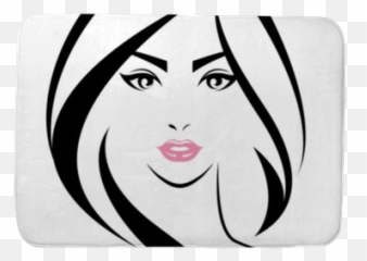 Bath Mat Women Long Hair Style Icon Logo Face - Icon Women Logo png