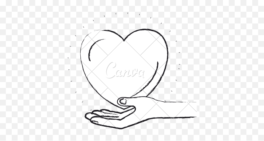 Download Hand Palm Drawing - Illustration Heart Png,Hand Palm Png